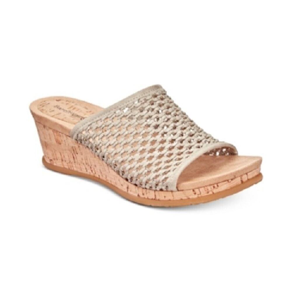 Baretraps Women's Flossey Slide Wedge Sandals, Champagne Size 6.5M